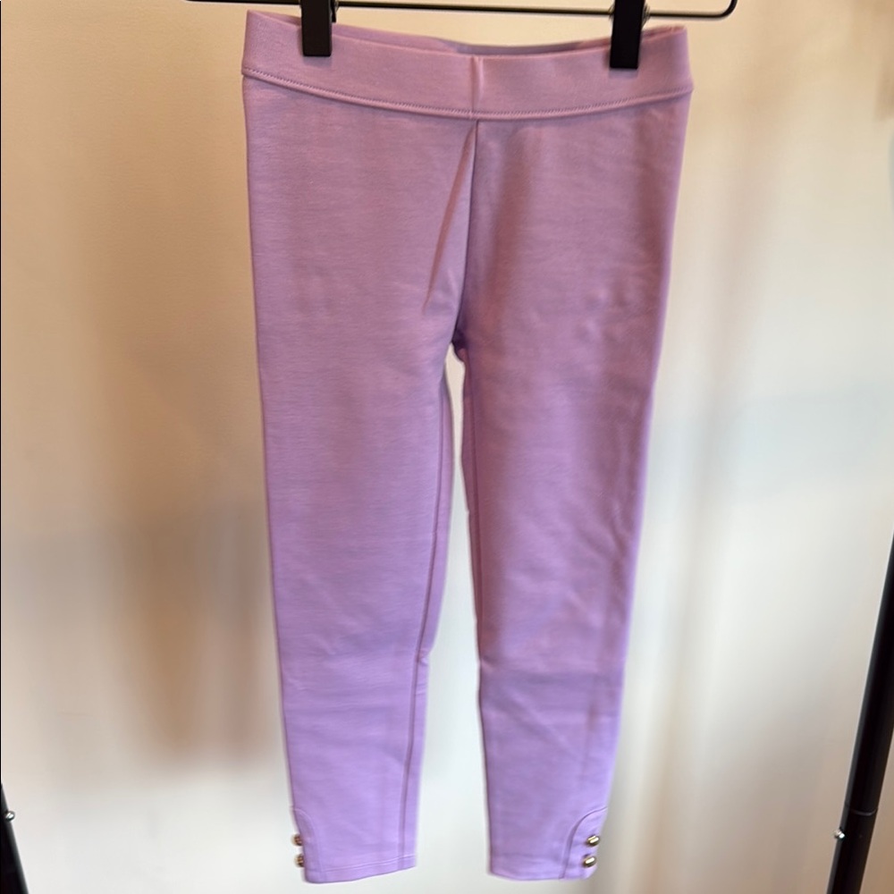 Janie and Jack girls size 5 lavender leggings with gold buttons on ankles